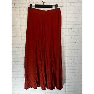 ASOS Burnt Orange Viscose Crinkle Gauze Maxi Skirt Boho Flowy Rust US Size 8